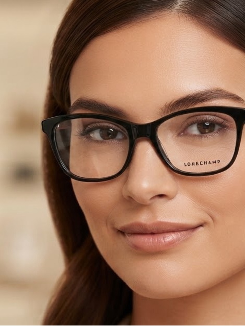 Longchamp Black Rectangular Women's Glasses